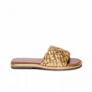 Sandale Slide Bernardo Troy Woven Dama Aurii | EPV5025ZO