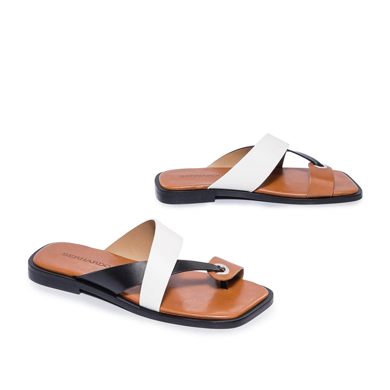 Sandale Slide Bernardo Amelia Cross Strap Dama Negrii Albi | IZZ5689JF