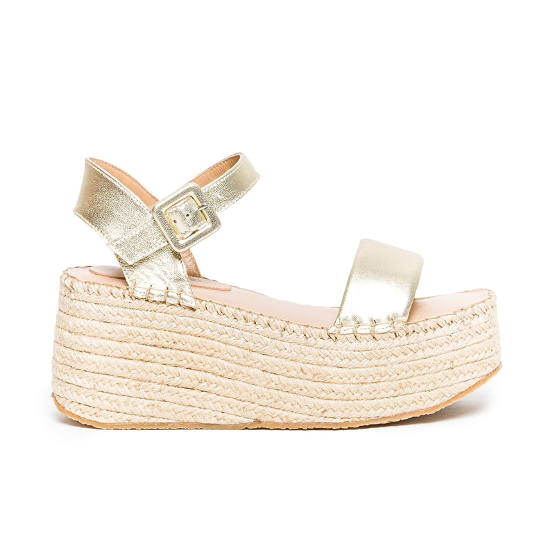 Sandale cu Platforma Bernardo Mallorca Espadrille Dama Aurii | LKM896RO