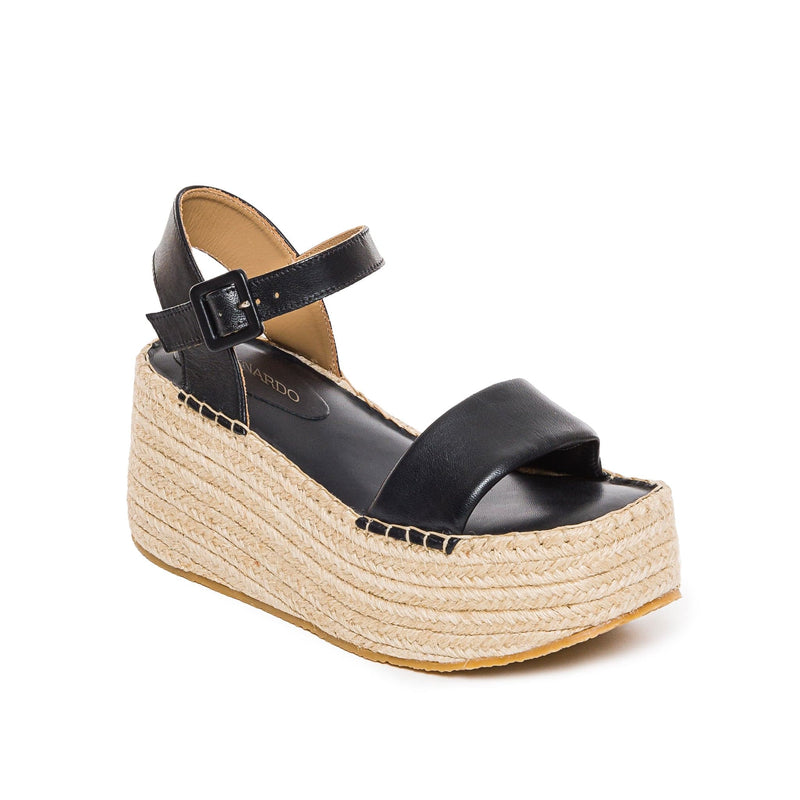 Sandale cu Platforma Bernardo Mallorca Espadrille Dama Negrii | HFD8534CT